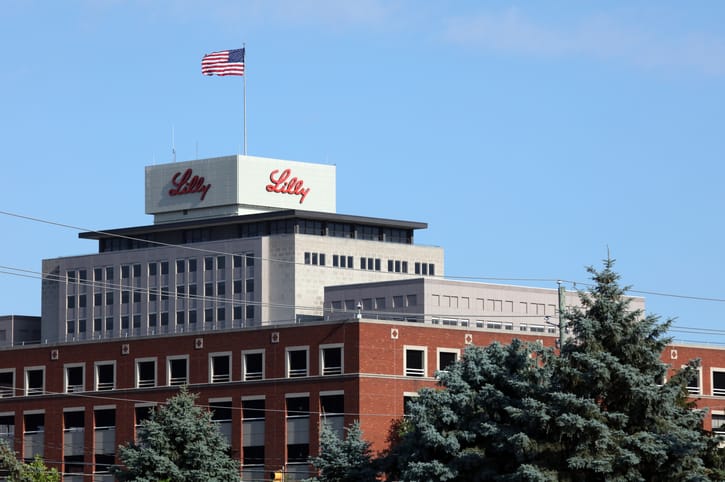 Indianapolis, Indiana, USA - June 13, 2024: The exterior of the Eli Lilly and Company headquarters. Eli Lilly and Company is an American pharmaceutical company/Getty Images